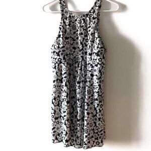 A Shore Fit Black and White One-Piece Bathing Suit Dress with Adjustable Straps